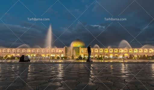 تصویر با کیفیت مسجد شیخ لطف الله در شب